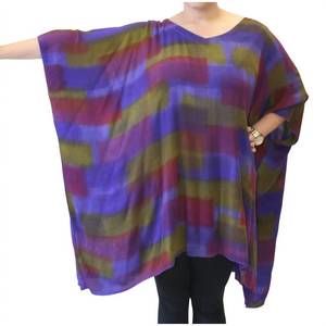 NEW MODESCE hand painted katie poncho tunic in strata purple